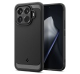 SPIGEN RUGGED ARMOR szilikon telefonvédő (ütésállóság, légpárnás sarok, karbon minta) FEKETE Xiaomi 15T Pro