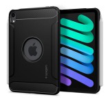 SPIGEN RUGGED ARMOR szilikon telefonvédő (ütésállóság, légpárnás sarok, karbon minta, logó kivágás) FEKETE Apple IPAD mini 6 (2021)