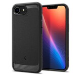SPIGEN RUGGED ARMOR szilikon telefonvédő (ütésállóság, légpárnás sarok, karbon minta, MagSafe) FEKETE Apple iPhone 16e