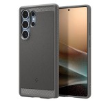 SPIGEN RUGGED ARMOR szilikon telefonvédő (ütésállóság, légpárnás sarok, karbon minta, MagSafe) VILÁGOSSZÜRKE Samsung Galaxy S25 Ultra (SM-S938)