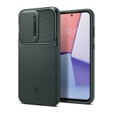Spigen Samsung Galaxy S23 FE (SM-S711) optik armor műanyag telefonvédő (szilikon keret, kameravédő) sötétzöld