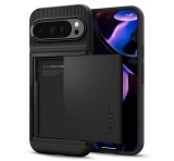 SPIGEN SLIM ARMOR CS szilikon telefonvédő (műanyag hátlap, kártyatartó, ütésállóság, légpárnás sarok) FEKETE Google Pixel 9 Pro XL
