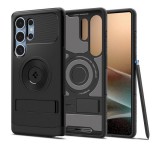 SPIGEN SLIM ARMOR MAG szilikon telefonvédő (műanyag hátlap, ütésállóság, légpárnás sarok, MagSafe) FEKETE Samsung Galaxy S25 Ultra (SM-S938)