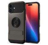 SPIGEN SLIM ARMOR MAG szilikon telefonvédő (műanyag hátlap, ütésállóság, légpárnás sarok, MagSafe) SÖTÉTSZÜRKE Apple iPhone 16