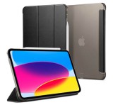 SPIGEN SMART FOLD tok álló, bőr hatású (aktív FLIP, oldalra nyíló, TRIFOLD, asztali tartó) FEKETE Apple IPAD 10.9 (2022)