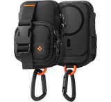 SPIGEN SNAP ZIP tok, álló, vászon (univerzális, övre fűzhető, cipzár, 2 zseb, karabíner, MagSafe) FEKETE