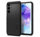 SPIGEN TOUGH ARMOR műanyag telefonvédő (szilikon keret, ütésállóság, kitámasztó) FEKETE Galaxy A55 5G