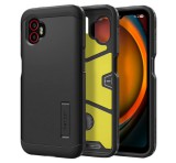 SPIGEN TOUGH ARMOR szilikon telefonvédő (ütésállóság, kitámasztó) FEKETE Samsung Galaxy Xcover 7 Pro (SM-G766)