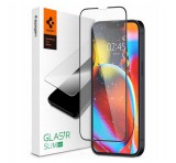 SPIGEN TR SLIM HD képernyővédő üveg (2.5D, karcálló, tok barát, ujjlenyomat mentes, ultravékony, 0.2mm, 9H) FEKETE Apple iPhone 13 mini