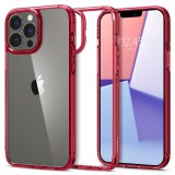Spigen Ultra Hybrid - iPhone 13 Pro ütésálló tok - piros/ átlátszó