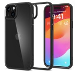SPIGEN ULTRA HYBRID műanyag telefonvédő (közepesen ütésálló, szilikon légpárnás keret) FEKETE Apple iPhone 15 Plus