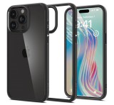 SPIGEN ULTRA HYBRID műanyag telefonvédő (közepesen ütésálló, szilikon légpárnás keret) FEKETE Apple iPhone 15 Pro Max