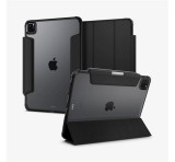 SPIGEN ULTRA HYBRID PRO tok álló, bőr hatású (FLIP, oldalra nyíló, TRIFOLD, asztali tartó, ceruza tartó) FEKETE Apple IPAD Pro 13 (2024)
