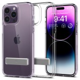 Spigen Ultra Hybrid ”S” - iPhone 14 Pro Max ütésálló tok kitámasztóval - átlátszó