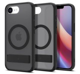 SPIGEN ULTRA HYBRID S műanyag telefonvédő (ütésállóság, légpárnás keret, kitámasztó, MagSafe) FEKETE Apple iPhone 16e