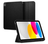 SPIGEN URBAN FIT tok álló (FLIP, oldalra nyíló, TRIFOLD, asztali tartó, ceruza tartó, textil minta) FEKETE Apple IPAD 10.9 (2022)