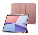 SPIGEN URBAN FIT tok álló (FLIP, oldalra nyíló, TRIFOLD, asztali tartó, ceruza tartó, textil minta) ROZÉARANY Apple IPAD Pro 13 (2024)