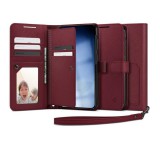 SPIGEN WALLET S PLUS tok álló, bőr hatású (FLIP, oldalra nyíló, textil minta) BURGUNDY Samsung Galaxy S23 Plus (SM-S916)