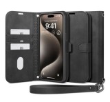 SPIGEN WALLET S PRO tok álló, bőr hatású (FLIP, oldalra nyíló, textil minta) FEKETE Apple iPhone 15 Pro