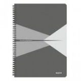 Spirálfüzet, A4, kockás, 90 lap, PP borító, LEITZ "Office", szürke