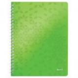 Spirálfüzet, A4, vonalas, 80 lap, LEITZ "Wow", zöld