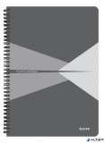 Spirálfüzet, A4, vonalas, 90 lap, laminált karton borító, LEITZ "Office", szürke