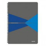 Spirálfüzet, A4, vonalas, 90 lap, laminált karton borító, LEITZ "Office", szürke-kék