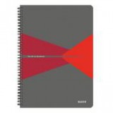 Spirálfüzet, A4, vonalas, 90 lap, laminált karton borító, LEITZ "Office", szürke-piros