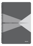 Spirálfüzet, A4, vonalas, 90 lap, PP borító, LEITZ "Office", szürke