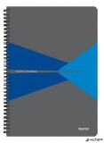 Spirálfüzet, A4, vonalas, 90 lap, PP borító, LEITZ "Office", szürke-kék
