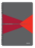 Spirálfüzet, A4, vonalas, 90 lap, PP borító, LEITZ "Office", szürke-piros