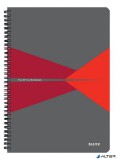 Spirálfüzet, A4, vonalas, 90 lap, PP borító, LEITZ "Office", szürke-piros