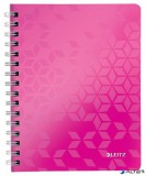 Spirálfüzet, A5, kockás, 80 lap, LEITZ 'Wow', rózsaszín