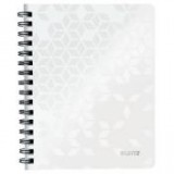 Spirálfüzet, A5, vonalas, 80 lap, LEITZ "Wow", fehér