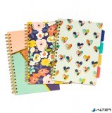 Spirálfüzet, B5, vonalas, 100 lap, PUKKA PAD "Floral Love Project Book", vegyes minta