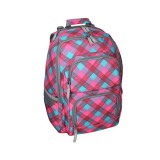 Spirit: E-Bag pink és türkiz kockás lekerekített iskolatáska, hátizsák
