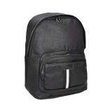 Spirit: Fekete színű műbőr lekerekített iskolatáska, hátizsák 41x33x7,5cm