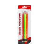 Spirit: Fluo grafit ceruza radírral 4db-os szett