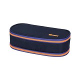 Spirit: Indigókék-narancssárga színű ovális emeletes tolltartó 23x10cm