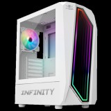 Spirit of gamer számítógépház - infinity white (fekete, ablakos, 8x12cm ventilátor, alsó táp, atx, 1xusb3.0, 2xusb2.0) 8201wt