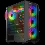 Spirit of Gamer Számítógépház - REBEL NX Black (fekete, ablakos, 4x12cm ventilátor, alsó táp,  ATX, 1xUSB3.0, 2xUSB2.0)