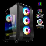 Spirit of Gamer Számítógépház - Rogue VI RGB (fekete, ablakos, 4x12cm ventilátor, alsó táp,  ATX, 1xUSB3.0, 2xUSB2.0)