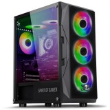 Spirit of Gamer Számítógépház - Rogue VII RGB (fekete, ablakos, 6x12cm ventilátor, alsó táp, ATX, 1xUSB3.0, 2xUSB2.0)