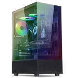 Spirit of Gamer Számítógépház - SPECTRA Black (fekete, ablakos, 3x12cm ventilátor, alsó táp, ATX, 1xUSB3.0, 2xUSB2.0)