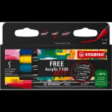 STABILO FREE Acrylic T100 1 - 2 mm, Royal - 5 szín a csomagban (4006381615136)