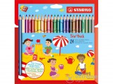 Stabilo "Trio" vastag háromszögletű színes ceruza készlet hegyezővel, 24 különböző szín