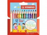 Stabilo Trio vastag rövid színes ceruza, vegyes színű, 12db