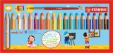 Stabilo Woody 3 in 1 vastag kerek 18 különböző színű színes ceruza készlet ajándék ecsettel és hegyezővel