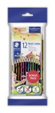 Staedtler Noris Club hatszögletű 12 különböző színű színes ceruza készlet ajándék grafitceruzával és radírral