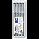 STAEDTLER "Pigment Liner" linerek, fekete, 4 különböző méretű hegy (4007817326725)